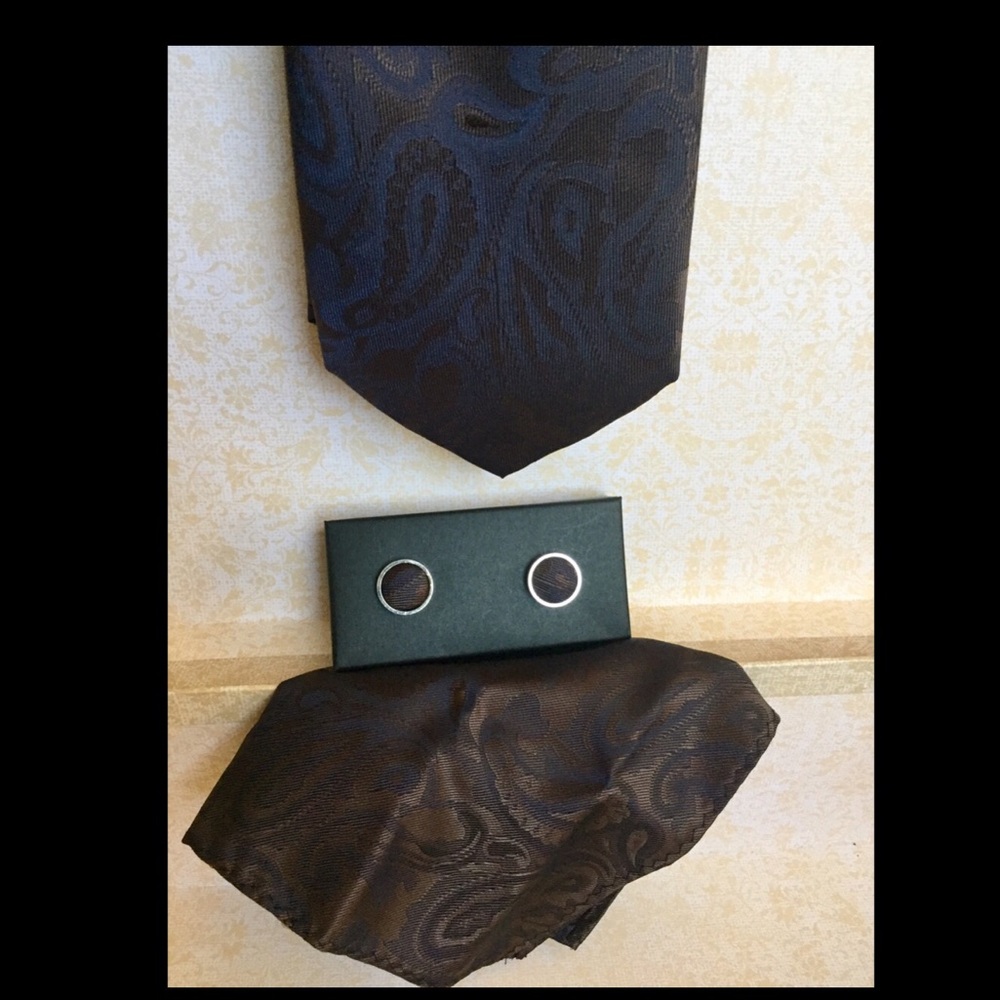 Men’s Vivaldi Italy 3pc Tie Set - Brown/Blue